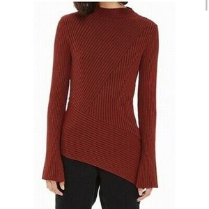 Topshop Womens Top Shirt Asymmetrical Split Sleeve